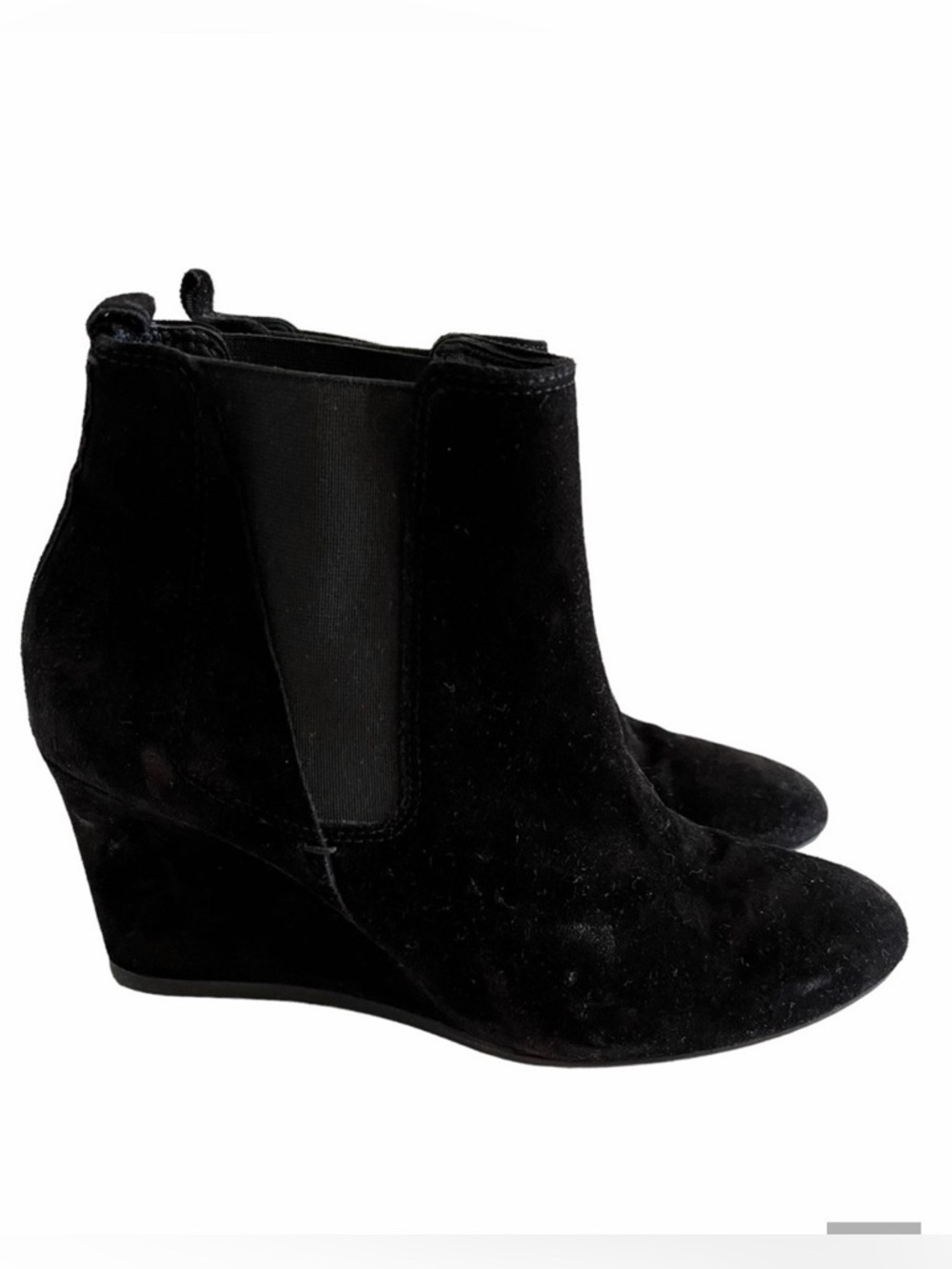 Lanvin Paris Black Suede Wedge Chelsea Boots 38(8)